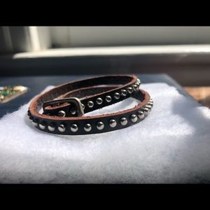Studded leather wrap bracelet